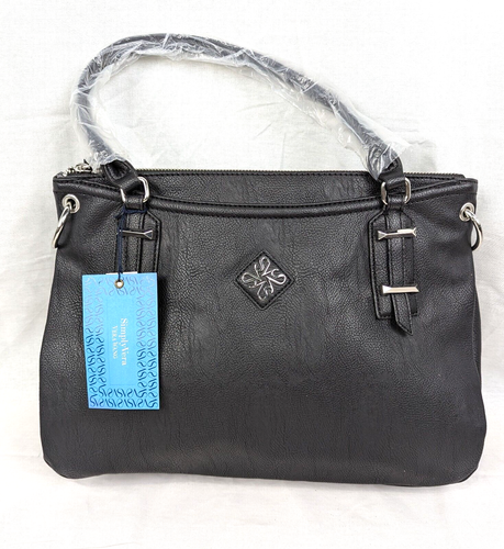 Simply Vera Wang Umhängetasche Handtasche schwarz Doppelgriff und Umhängegurt neu mit Etikett - Bild 1 von 21