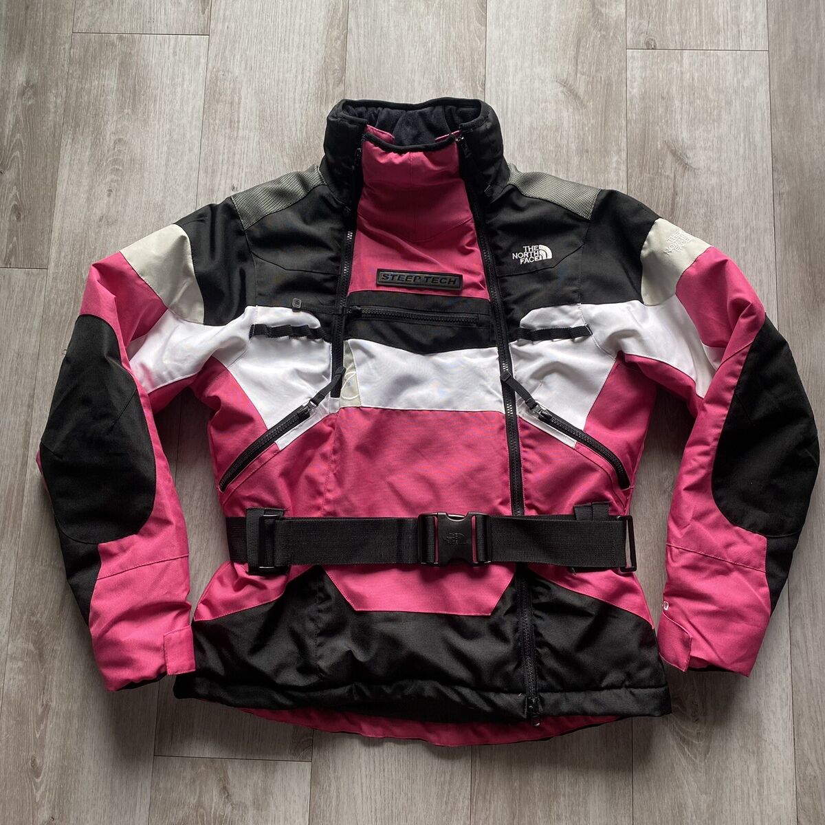 The North Face Steep Tech 550 Down Ski Jacket Pink Black White - Womens Size M