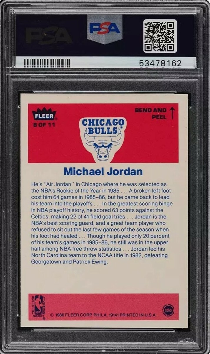 激レア 1986 FLEER MICHAEL JORDAN RC #8 貴重 Amazon.com: 1986-87 Fleer #57 Michael Jordan ROOKIE RC PSA 8