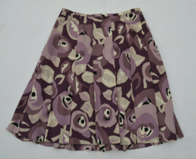 Ann Taylor LOFT Purple Lined 100% Polyester Pleated Skirt Size