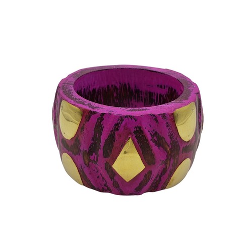 Brazalete de madera grueso para joyería africana brazalete boho gitano latón tachonado - Imagen 12 de 12