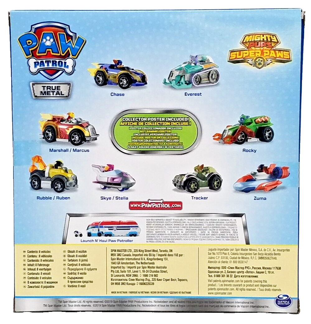 Paw Patrol TRUE METAL Marshall Rubble Skye Chase Zuma Rocky