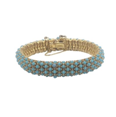 Ciner NY Turquoise Cabochon & Gold Bracelet  