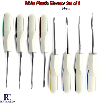 Surgical Tooth Loosening Extracting White Plastic Handle Luxating Elevator Set