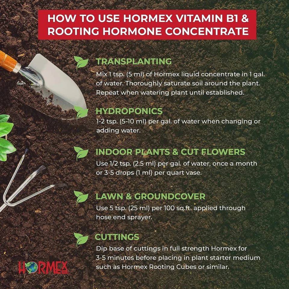 Hormex Vitamina B1 y Hormona de Enraizamiento Concentrado - Maximizar el Crecimiento y la Salud de las Plantas Foto 3 de 4