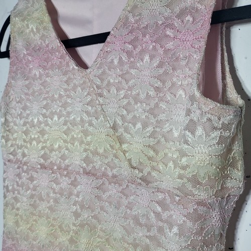 My Michelle GIrls Pink Yellow Tie Dye Floral Lace Ruffle Midi Dress Size 14 Y2K - Picture 3 of 10