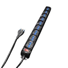 MULTIPRESA CIABATTA PRESA CON INTERRUTTORE 9 POSTI BIPASSO + SCHUKO NERA 3500W