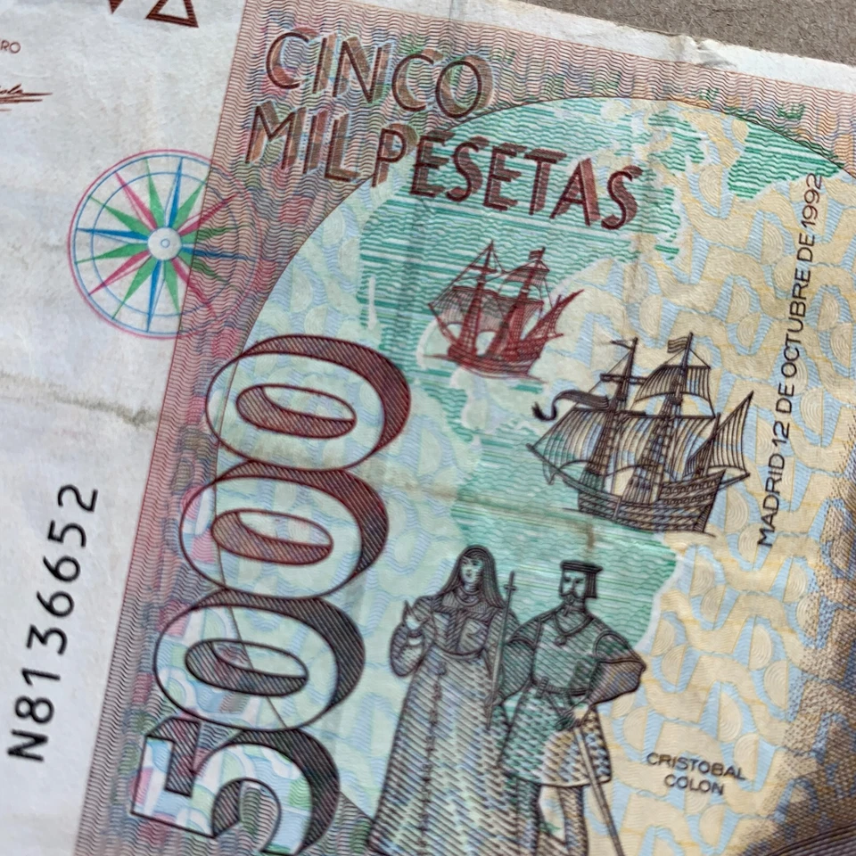 Christopher Columbus 1992 Spanish 5000 Pesetas Currency Spain Colon Banknote - Image 3 of 4