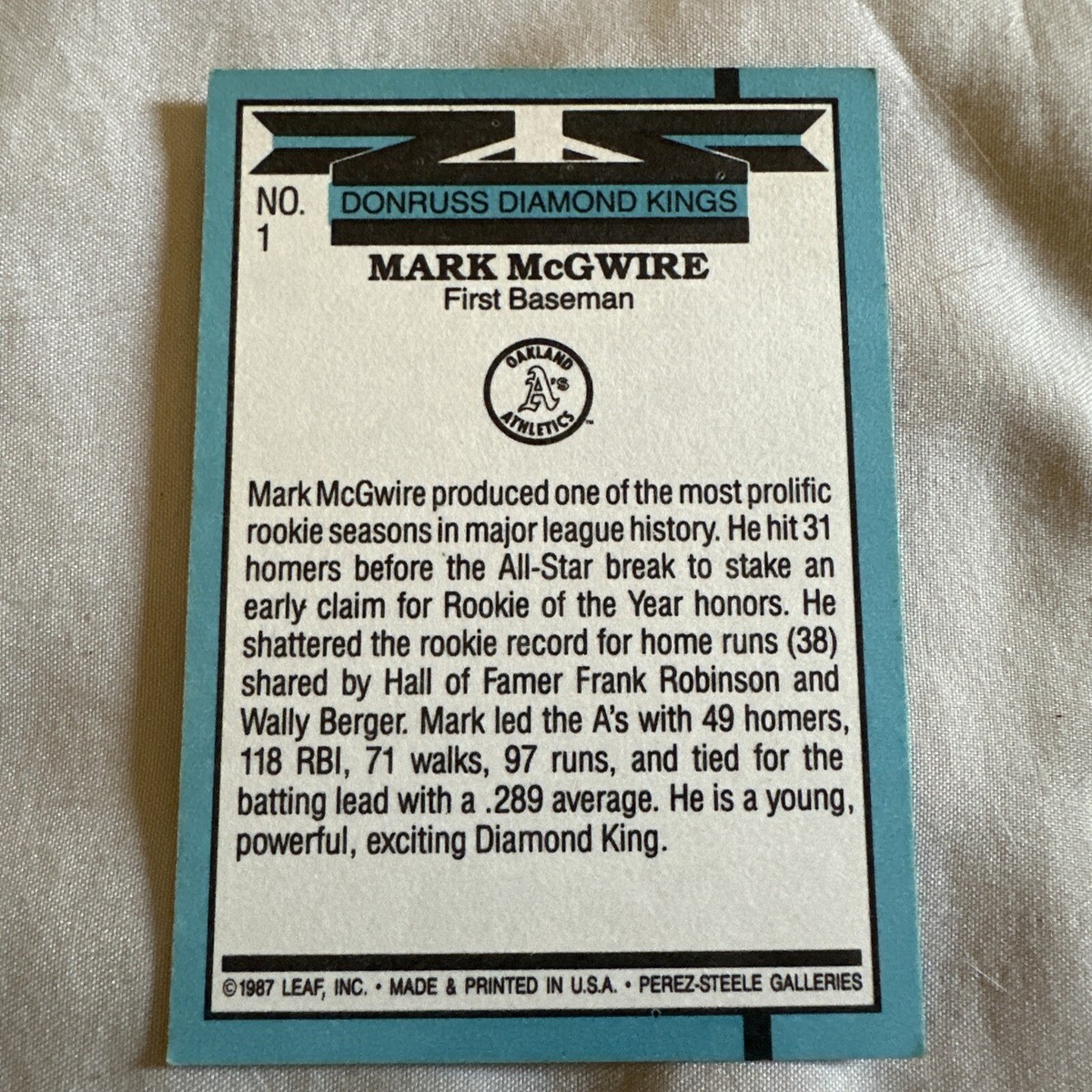 1988 Donruss - Diamond Kings #1 Mark McGwire | eBay