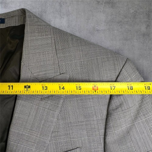 STAFFORD Mens Blazer 42R WOOL Gray Sport Coat Two Button Suit Jacket Plaid - Picture 3 of 11