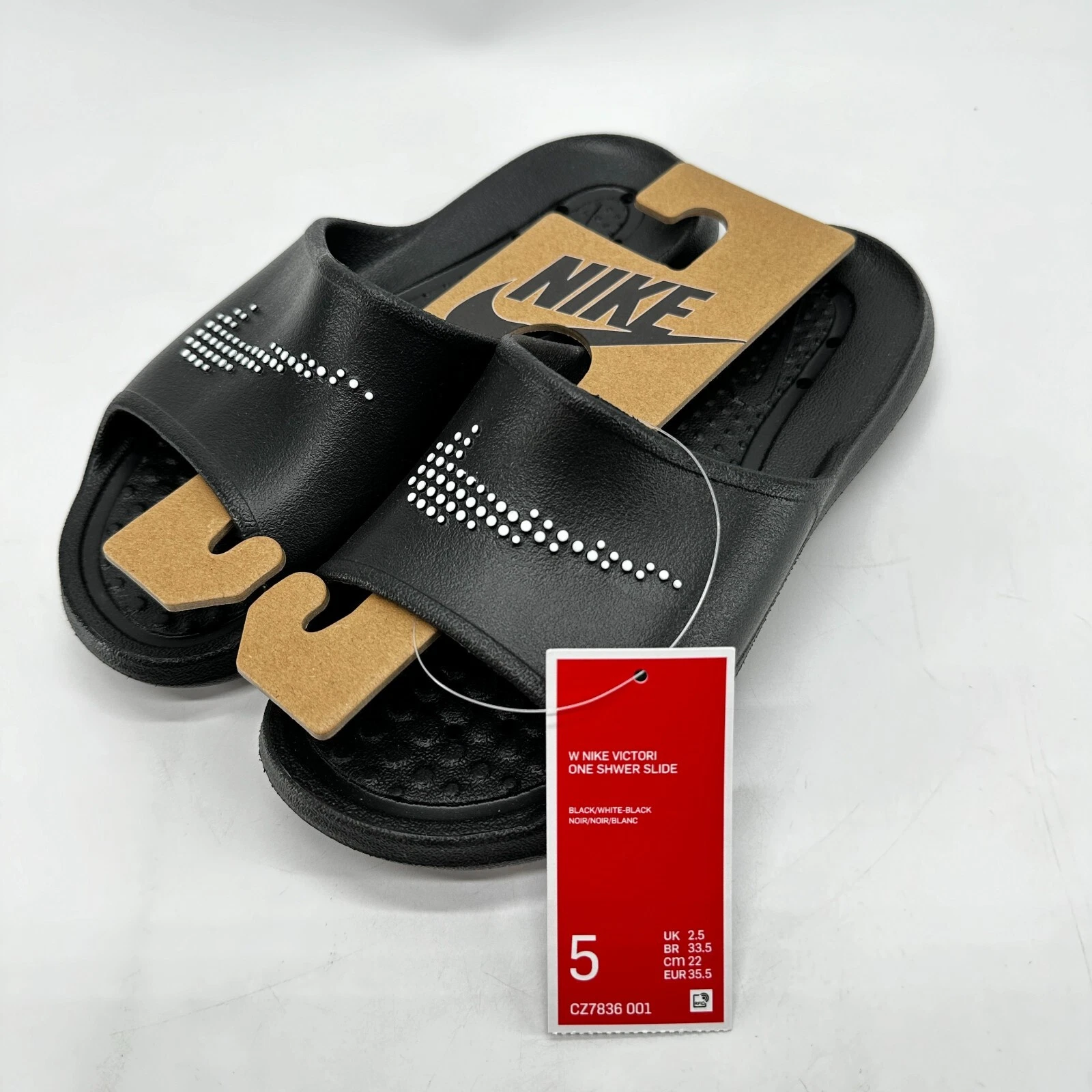 Nike Victori One CZ7836 001 sandali slide nero bianco donna 5 slip on nuovi