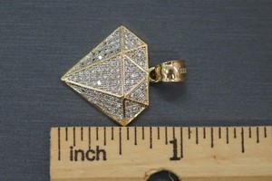 Wholesale Online Outlet Store Real 10k Solid Yellow Gold Iced Dia Shape Cz Charm Pendant Official Online Store Www Pnl Com Br