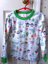 VTG Hanna Andersson Winter Pajama Shirt Pattern SNOWMAN PENGUIN 5 Boys Top 110