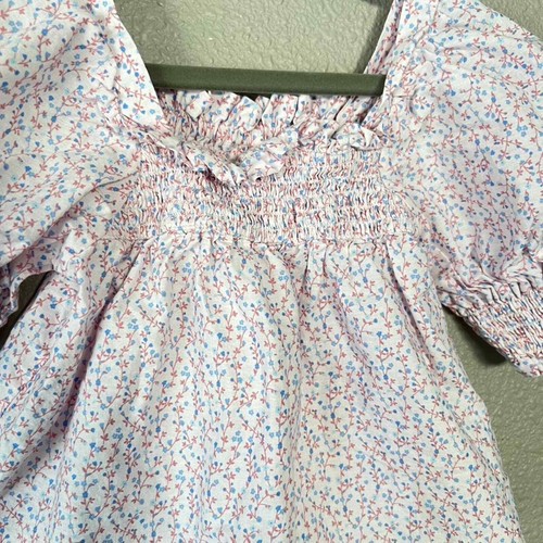 Cotton On Luna Smocked Puff Sleeve A Line Floral Print Kids Girls 5 Shirt Blouse - Picture 4 of 7