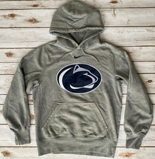 NIKE PENN STATE PULLOVER HOODIE JUMBO NITTANY LION CENTER SWOOSH GRAY MENS SMALL