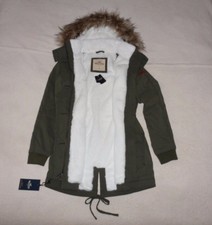 Womens Hollister By Abercrombie & Fitch Water Resistant Fur Parka Jacket Small