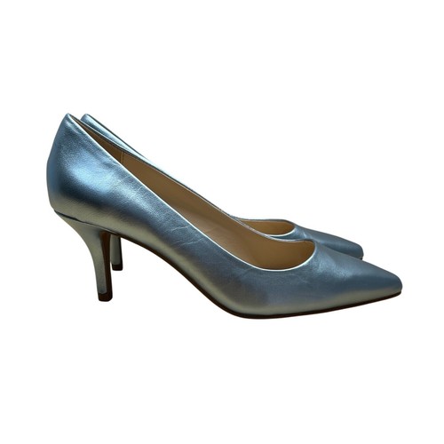Isaac Mizrahi Live Womens Metallic Blue Leather Pointed Toe Heels Size 7.5M - Picture 3 of 9