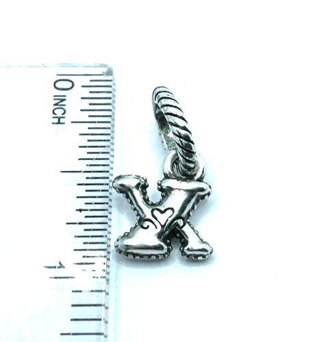 Brighton Letter "X" Lowercase "x" Heart Alphabet Alpha Silver Charm - Picture 5 of 6