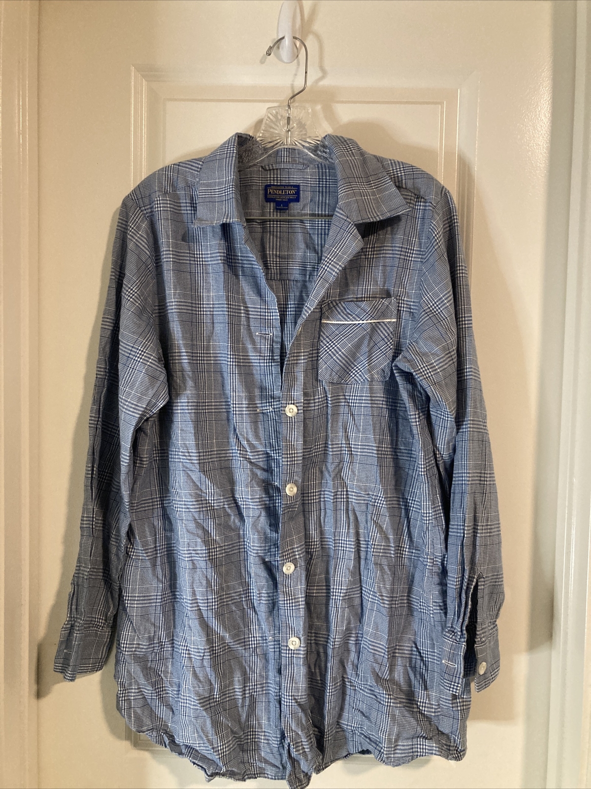 Pendleton Blue Plaid Cotton Button Down Pima Soft… - image 1