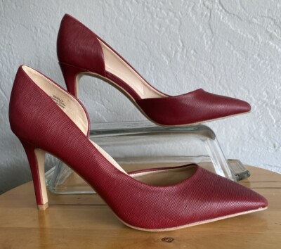 Kelly & Katie Driella Women's Sz 9 Burgundy Faux leather D'orsay Heels Pumps