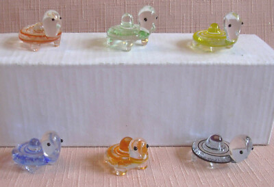 6 MINIATUR KRISTALL/GLAS Schildkröten Jede hat eine andere Farbe