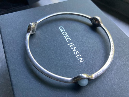 Georg Jensen Sterling Silver Aquamarine SPHERE Bangle - Large EX CON - Picture 4 of 5