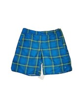 Columbia Men's Size 38 Omni-Shade Swim Trunks Shorts Blue Green Plaid Pockets