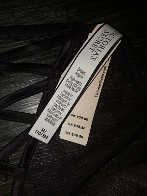 String Haute Taille Victoria's Secret à Motifs Points - Taille XS, Noir, Neuf Avec étiquettes