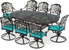 9-Piece Patio Furniture Dining Set Outdoor Cast Aluminum Conversation Set