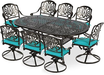 9-Piece Patio Furniture Dining Set Outdoor Cast Aluminum Conversation Set