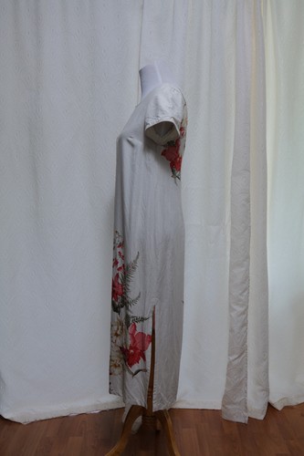 Iolani Made in Hawaii Maxi Dress Aloha Wear Ivory Rayon Floral Women's Size S - Picture 3 of 9