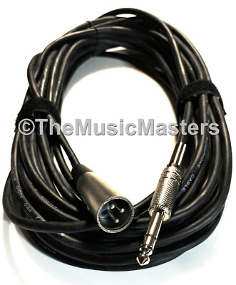 30ft 1/4'' to XLR (M) Instrument Guitar Keyboard Amp Mixer Audio Cable Cord Wire