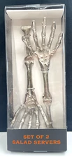 New Halloween 2 Pc. Cast Aluminum Skeleton Hands  Salad Serving Set