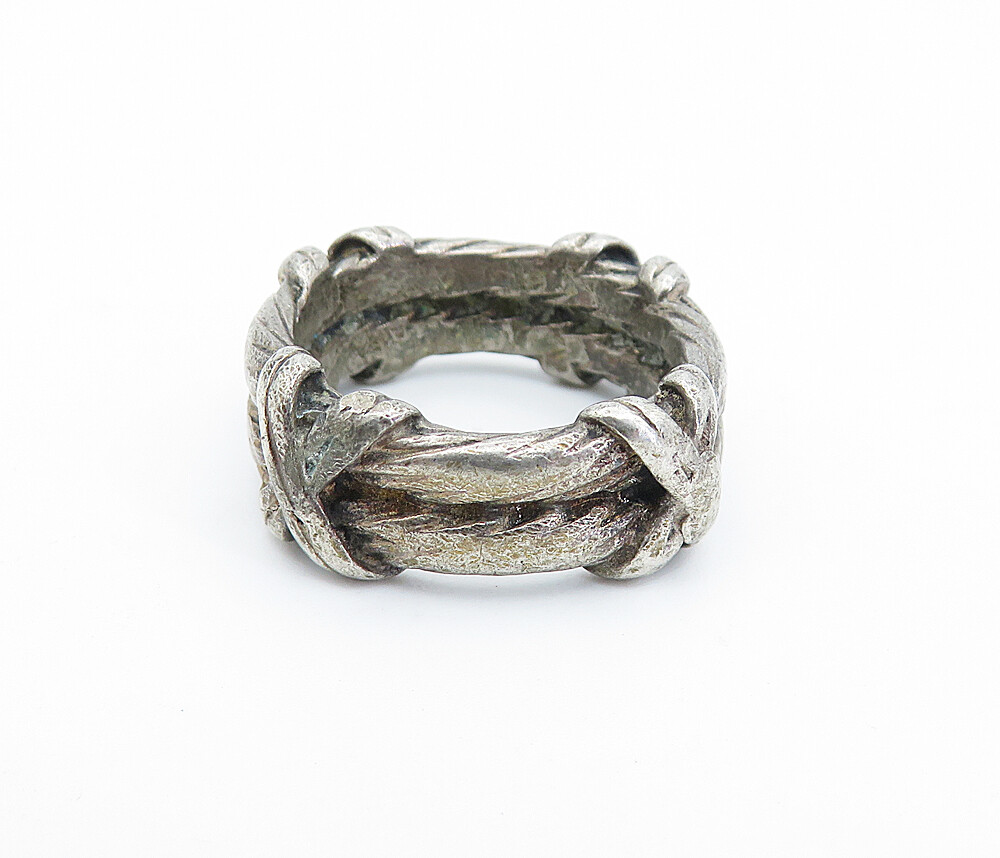 ◆VINTAGE HOLLYWOOD◆ 925 Silver Twist Rope Ring VH2435RI006 925 Sterling Silver Vintage Antique Rope Twist Wrapped Band