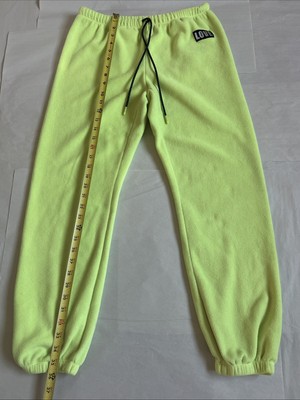 WOMENS JUNIOR NO BOUNDARIES FLEECE JOGGING PANTS NEON YELLOW SIZE MEDIUM 7-9