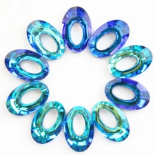 10Pcs Faceted Crystal Suncatcher Blue Oval Chandelier Hanging Pendant Q13777