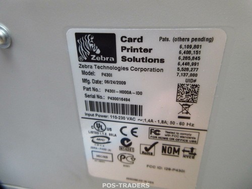 ZEBRA P430I P430I-H000A ID Plastic Color Card Printer USB 300 dpi MISSING RIBBON - Afbeelding 4 van 4