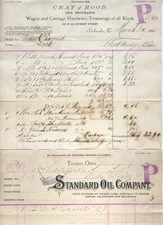 2EA 1891 TOLEDO OHIO BILLHEAD, STANDARD OIL CO, CRAY & ROOD IRON MERCHANTS 