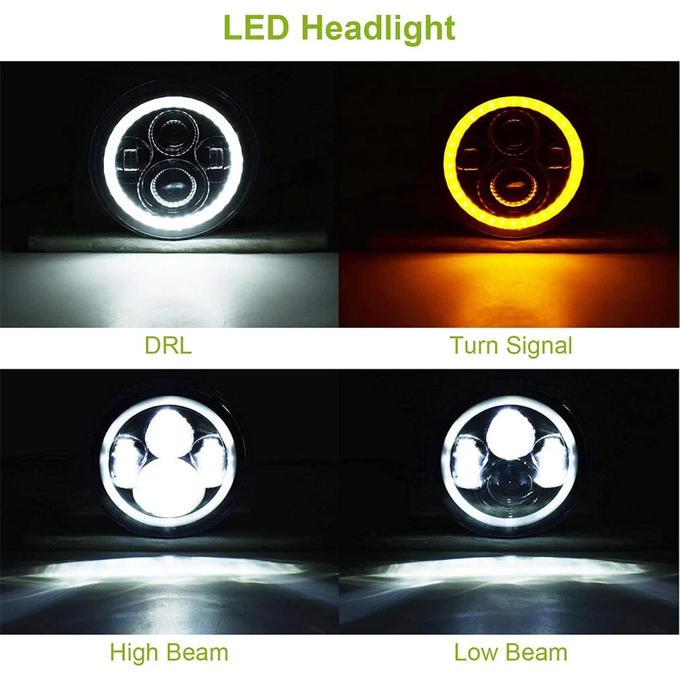 Faros LED redondos de 7" pulgadas con haz sellado Hi-Lo 2 piezas para Dodge Dart 1964-1976 DOT Foto 2 de 4