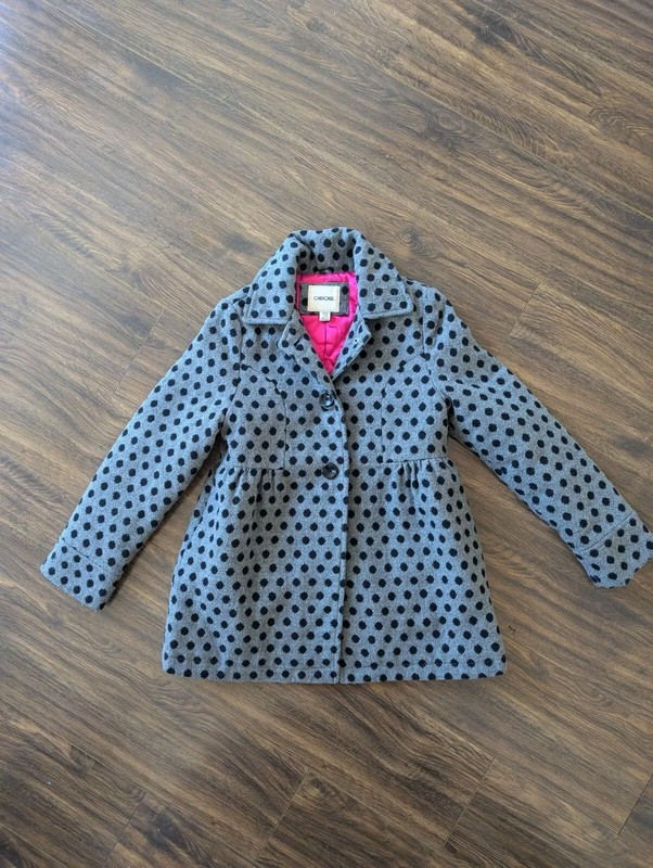 Size 7 8 Cherokee Gray Black Polka Dot Winter Girl Jacket Warm Coat