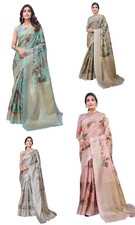 Women's Elegant Printed Art Silk Saree Set with Blouse