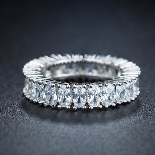 18k White Gold Plated Eternity Ring made w/Swarovski Crystal Anniversary Band - Picture 9 of 12