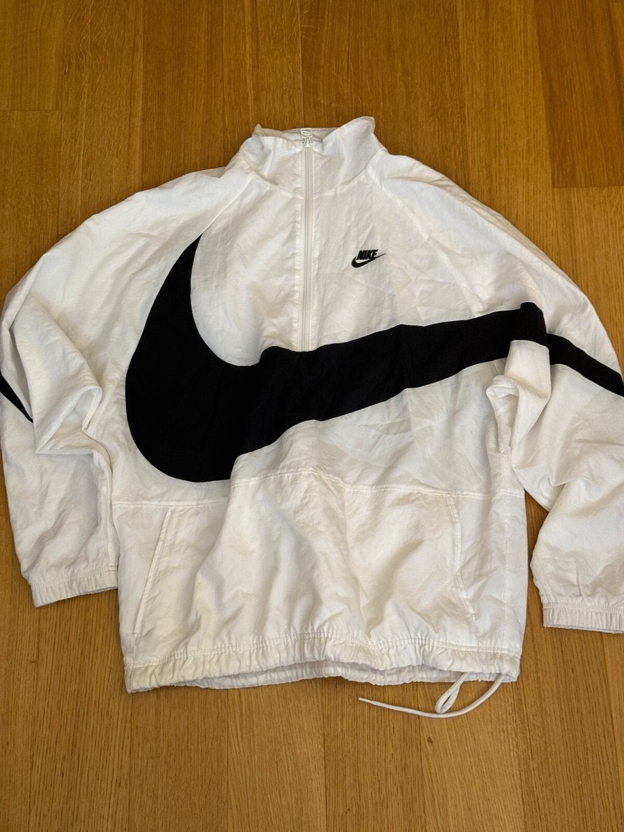 size M Nike Big Swoosh Half-Zip Jacket White Black AJ2696-100 | eBay