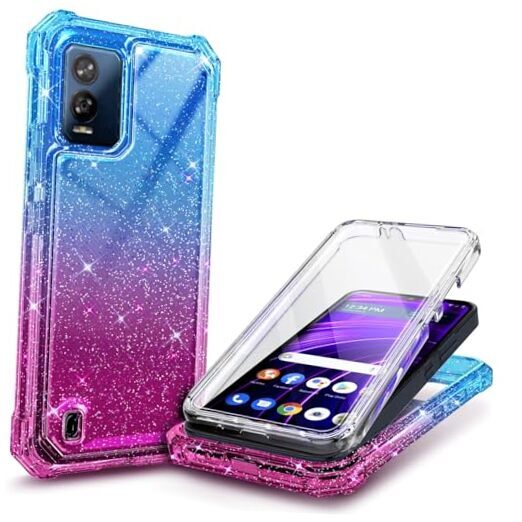Designed for BLU View Speed 5G Phone Case with [Built-in Screen Blue/Purple