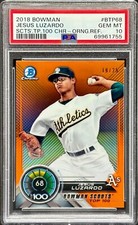 2018 Bowman Chrome Jesus Luzardo Scouts’ Top 100 Orange Refractor SP /25 PSA 10