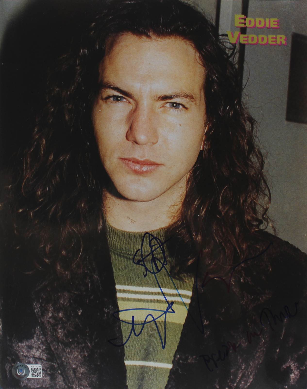 Eddie Vedder Autographed Signed Pearl Jam Authentic 11X14 Photo Beckett 