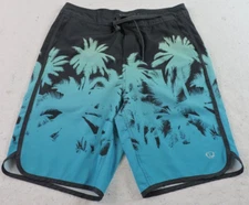 Wave Zone Mens 30x9 Palm Trees Beach Stretch Drawstring Board Swim Shorts