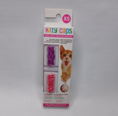 Kitty Caps Claw Nail Covers 40 Pack Size X-Small Hot Pink & Purple Color