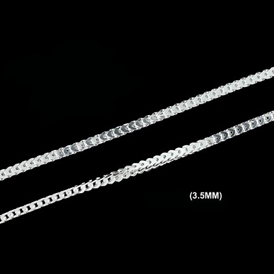 Mens 3.5MM Real 925 Solid Sterling Silver Franco Box Link Chain Necklace ITALY
