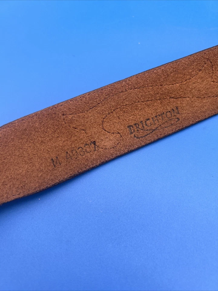 Cinturón de cuero marrón Brighton 1993 de colección floral plateado hebilla 34 ¡RARO! Foto 2 de 4